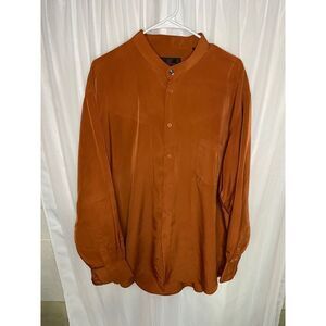 Men’s orange button down shirt, 2XL